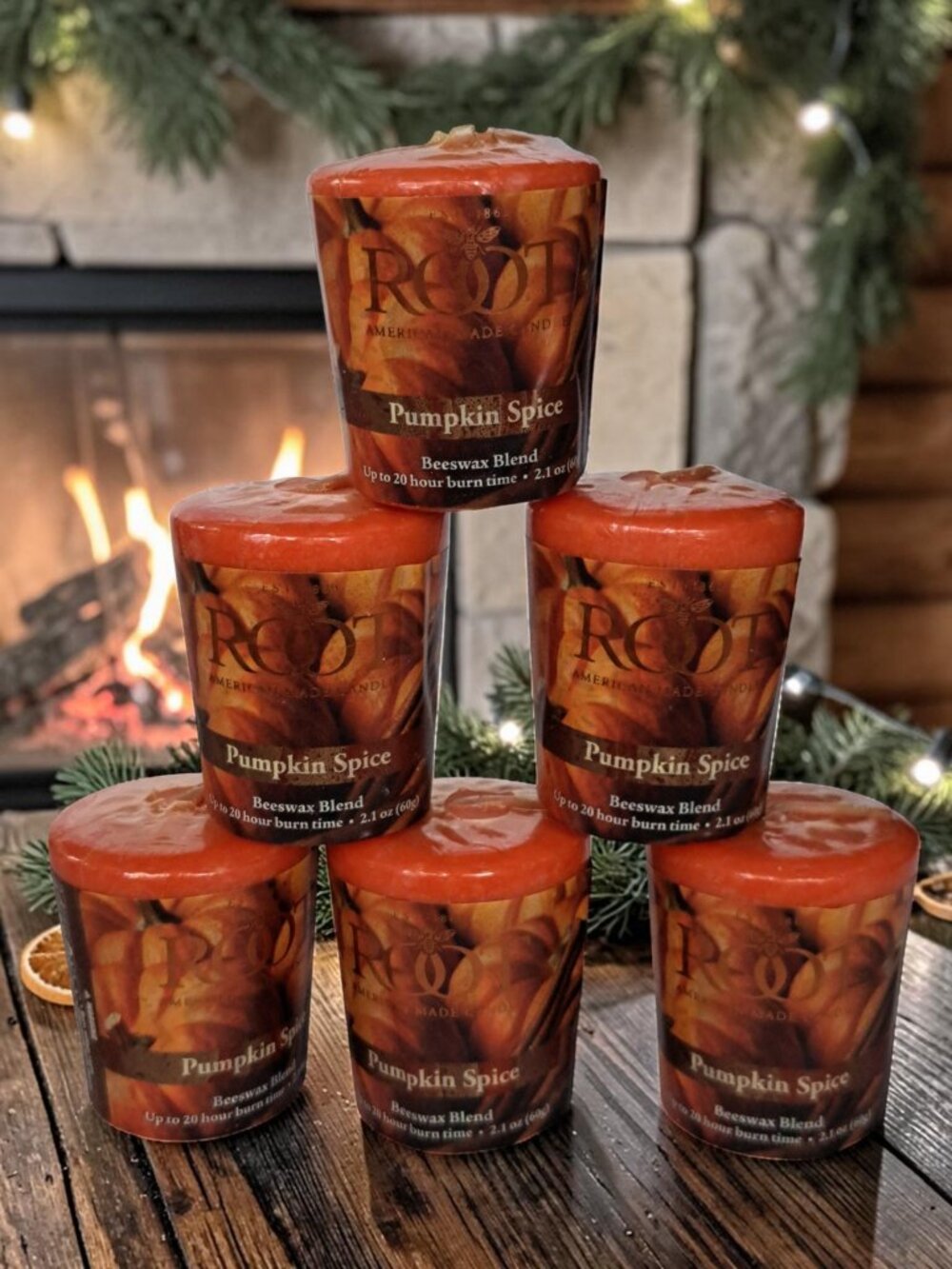 Root 20-Hour Votive Candles, Pumpkin Spice - Set of 6 (15210)